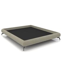 Cama King Base Box 193x203cm Pés de Ferro Cold P02 Linho Bege - Mpozenato