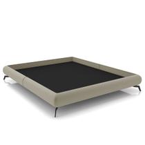 Cama King Base Box 193x203cm Pés de Ferro Cold P02 Veludo Bege - Mpozenato