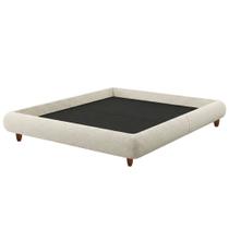 Cama King Base Box Pés Madeira 210cm Emma Bouclé Off White - Nexta Casa Cama King Base Box Pés Madeira 210cm Emma Bouclé Off White - Nexta Casa