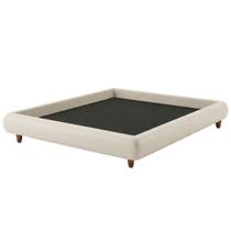 Cama King Base Box Pés Madeira 210cm Nami Facto Pérola - Nexta Casa Cama King Base Box Pés Madeira 210cm Nami Facto Pérola - Nexta Casa
