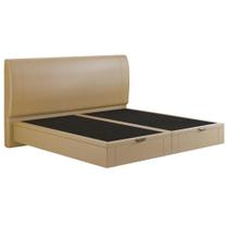 Cama King Baú Flutuante Com Cabeceira 195cm Spazio S04 material sintético Bege - Lyam Decor Cama King Baú Flutuante Com Cabeceira 195cm Spazio S04 material sintético Bege - Lyam Decor