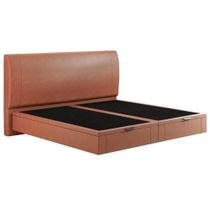 Cama King Baú Flutuante Com Cabeceira 195cm Spazio S04 material sintético Telha - Lyam Decor Cama King Baú Flutuante Com Cabeceira 195cm Spazio S04 material sintético Telha - Lyam Decor