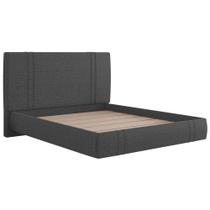 Cama King Flutuante Com Cabeceira 195cm Astra W01 Linho Chumbo Lyam Decor Cama King Flutuante Com Cabeceira 195cm Astra W01 Linho Chumbo Lyam Decor