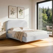 Cama King Flutuante Com Cabeceira 195cm Aura W01 Linho Cinza - Lyam Decor Cama King Flutuante Com Cabeceira 195cm Aura W01 Linho Cinza - Lyam Decor