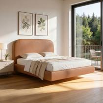 Cama King Flutuante Com Cabeceira 195cm Aura W01 material sintético Mocca - Lyam Decor Cama King Flutuante Com Cabeceira 195cm Aura W01 material sintético Mocca - Lyam Decor