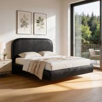 Cama King Flutuante Com Cabeceira 195cm Aura W01 material sintético Preto - Lyam Decor Cama King Flutuante Com Cabeceira 195cm Aura W01 material sintético Preto - Lyam Decor