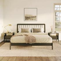 Cama King Frame 100 % Madeira Maciça Preto Cama King Frame 100 % Madeira Maciça Preto