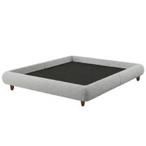 Cama King Japonesa Pés Madeira 210cm Emma Bouclé Cinza Claro - Nexta Casa Cama King Japonesa Pés Madeira 210cm Emma Bouclé Cinza Claro - Nexta Casa