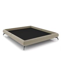 Cama King Size Avulsa Bezos Madeira Imunizada Pés em Aço Revestimento Veludo Bege G91 - Gran Belo