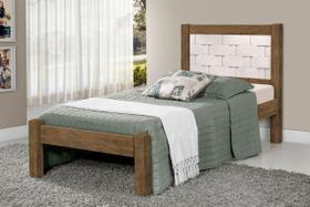 Cama LAI Solteiro Com Cabeceira Trabalhada 100% MDF Com EStrado em Madeira Cor Jequitiba/Off White Cama LAI Solteiro Com Cabeceira Trabalhada 100% MDF Com EStrado em Madeira Cor Jequitiba/Off White