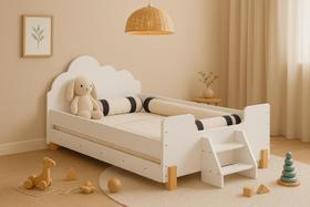 Cama Lorena Branca com Luminária Nuvem Led Cama Lorena Branca com Luminária Nuvem Led