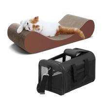 Cama lounge de papelão Cat Scratcher e mochila para gatos FluffyDream