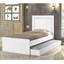 Cama Luara Solteiro 0,88cm com Auxiliar Branco - Cambel Cama Luara Solteiro 0,88cm com Auxiliar Branco - Cambel