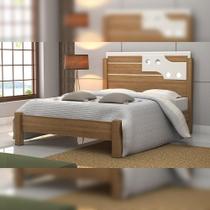 Cama Luiza Solt, Freijó/Off White com Colchão - Vitamov Cama Luiza Solt, Freijó/Off White com Colchão - Vitamov