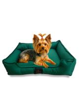 Cama Luxo para Cachorro e Gato Tamanho M 60x50cm em Nylon Impermeável VERDE BANDEIRA Conforto Caminha Lavável com Zíper e Fundo Removível Cochilo Pet