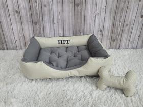 Cama M Cinza e Bege Pet Colchão para Cachorro Caminha M Caes e Gatos Personalizada com Nomes