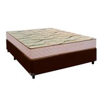 Cama + Marrom e Colchão D33 Casal - Maxsono Paropas