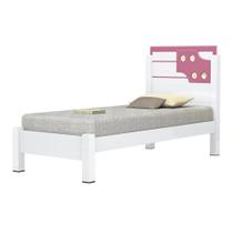 Cama Maysa Solteiro Branco Rosa Solteiro com Colchão Cama Maysa Solteiro Branco Rosa Solteiro com Colchão
