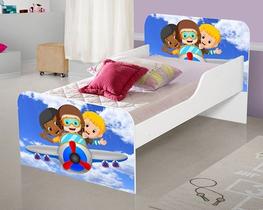 Cama MDF caminha para quarto crianças meninos decoração adesivada personagem