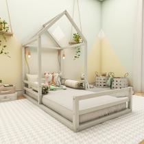 Cama Meia Casinha Infantil Ludika Mobília Cinza/Prata Fina