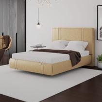 Cama Moderna Aspen Casal Box com Cabeceira Estofada Base Flutuante PU Bege G99 - Gran Belo Cama Moderna Aspen Casal Box com Cabeceira Estofada Base Flutuante PU Bege G99 - Gran Belo