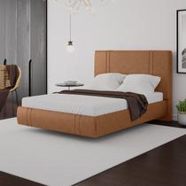 Cama Moderna Aspen Casal Box com Cabeceira Estofada Base Flutuante PU Caramelo G99 - Gran Belo Cama Moderna Aspen Casal Box com Cabeceira Estofada Base Flutuante PU Caramelo G99 - Gran Belo