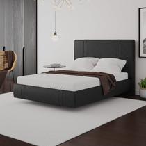 Cama Moderna Aspen Casal Box com Cabeceira Estofada Base Flutuante PU Preto G99 - Gran Belo Cama Moderna Aspen Casal Box com Cabeceira Estofada Base Flutuante PU Preto G99 - Gran Belo