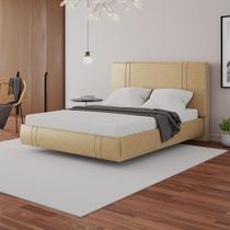Cama Moderna Aspen Queen Box com Cabeceira Estofada Base Flutuante PU Bege G99 - Gran Belo Cama Moderna Aspen Queen Box com Cabeceira Estofada Base Flutuante PU Bege G99 - Gran Belo