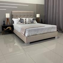 Cama Moderna Luxo Com Cabeceira Berlim Linho Bege RBL Casal 1,40 X 1,90