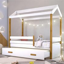 Cama Montessori Cabana com Auxiliar Cordão LED e Colchão