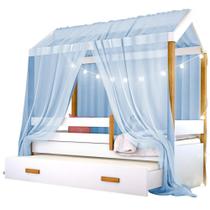 Cama Montessori Com Auxiliar Cordão Led E Dossel