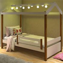 Cama Montessori Fio de Luz Cabana Branco Mel com Colchão - Mais de Casa