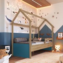 Cama Montessori Solteiro Infantil tipo Cabana 2 em 1 Azul