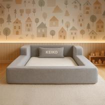 Cama Montessoriana Berço Aconchego Espuma Boucle Cinza Keiko