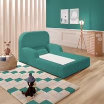 Cama Montessoriana Berço Encanto Espuma Boucle Verde Água