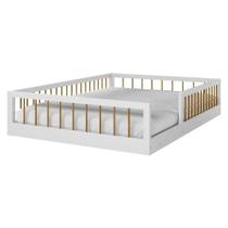 Cama Montessoriana Casal Ana MDF Branco Amadeirado Tigus Móveis