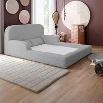 Cama Montessoriana Casal Encanto 100% Espuma Boucle Cinza