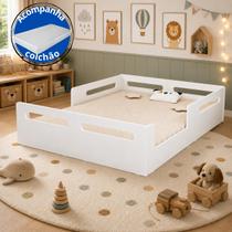 Cama Montessoriana Casal Infantil Com Colchão E Proteção Lateral Cama Montessoriana Casal Infantil Com Colchão E Proteção Lateral