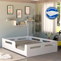 Cama Montessoriana Casal Infantil Com Colchão E Proteção Lateral