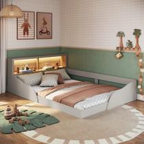 Cama Montessoriana Casal Infantil com Protetor e Iluminação Led Lille Arenas
