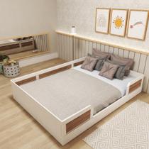 Cama Montessoriana Casal Infantil Zoe Branco/Carvalho Mel Cama Montessoriana Casal Infantil Zoe Branco/Carvalho Mel