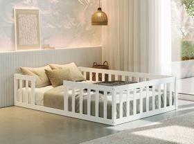 Cama Montessoriana Casal Madeira Maciça Cor Branco Nemargi