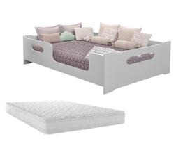 Cama Montessoriana Casal Moderna Com Grade Proteção Encanto Com Colchão