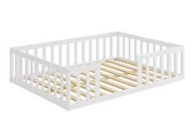 Cama Montessoriana Casal Nemargi Madeira Maciça com Grade Branco