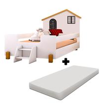 Cama Montessoriana Casinha Solteiro Branco Preto Com Colchão Belíssima Divaloto