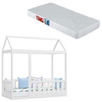 Cama Montessoriana com Grade Branco Brilho com Colchão Ortobom 68x12x150 - Canaã - Canaa Baby