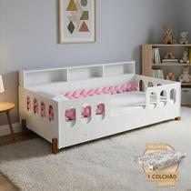 Cama Montessoriana Completa Nina com Colchão + Enxoval Premium Trança Rosa 2,5m Cama Montessoriana Completa Nina com Colchão + Enxoval Premium Trança Rosa 2,5m
