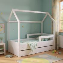 Cama Montessoriana De Chão Com Auxiliar Infantil Casinha - Branco