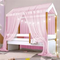 Cama Montessoriana Exclusiv Fio de Luz e Voal Rosa