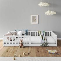 Cama Montessoriana Infantil Branco Grades de Proteção Lateral Gustavo